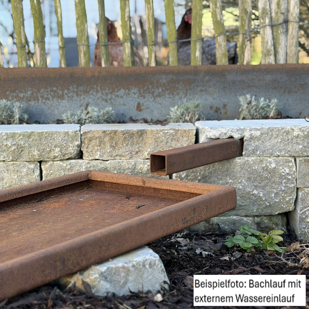WASSERLAUF / BACHLAUF AUS CORTENSTAHL - VERSCHIEDENE GRÖSSEN - MIT EXTERNEM WASSEREINLAUF